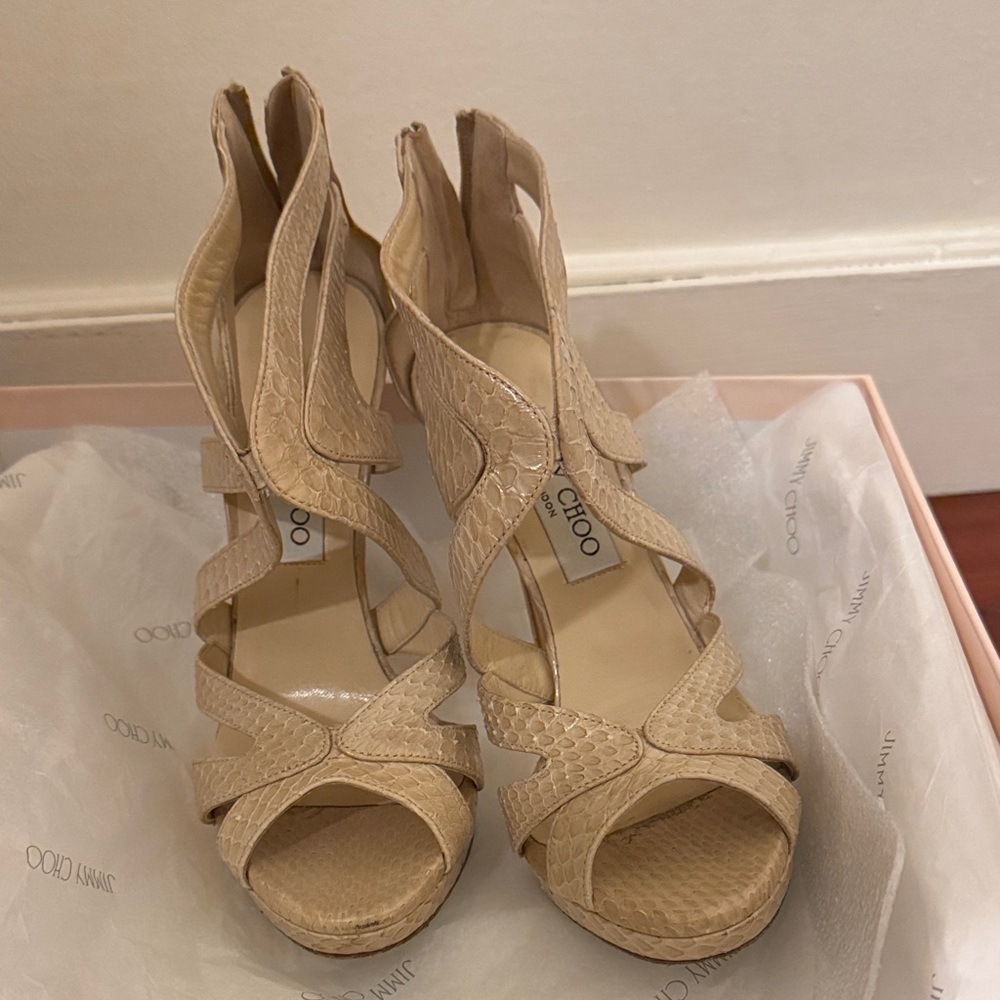 Jimmy Choo Elaphe Nude Heels